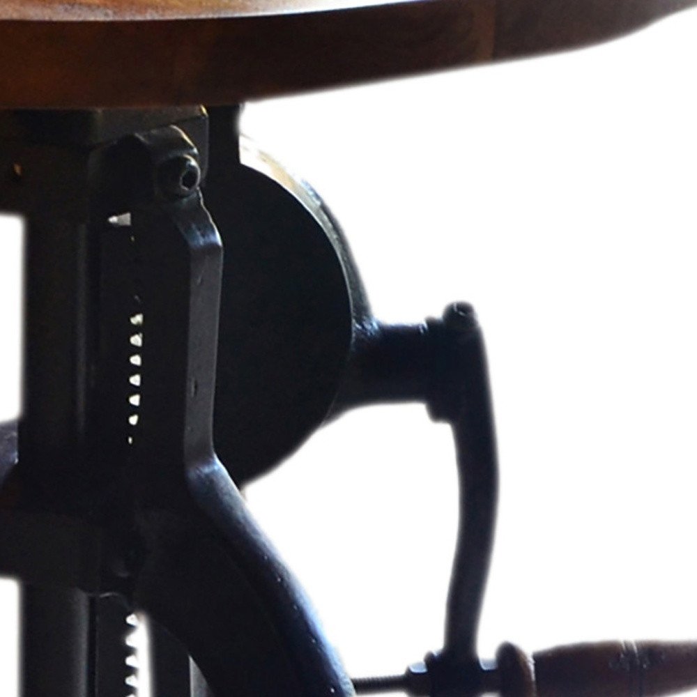 Black and Chestnut Solid Wood and Iron Height Adjustable Round End Table