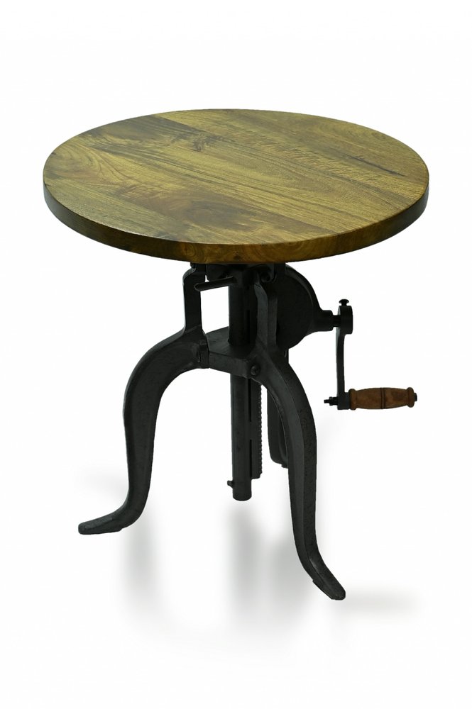 Industrial and Oak Solid Wood Round End Table - 19-inch