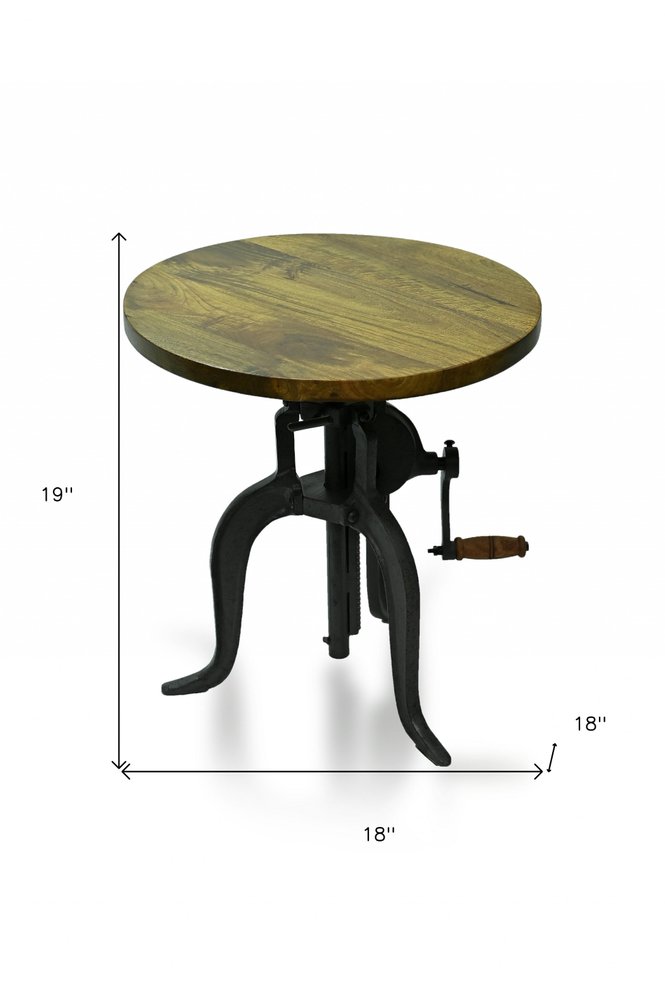 Industrial and Oak Solid Wood Round End Table - 19-inch