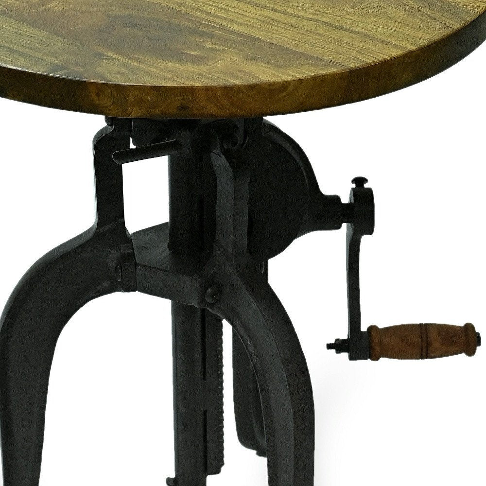Industrial and Oak Solid Wood Round End Table - 19-inch