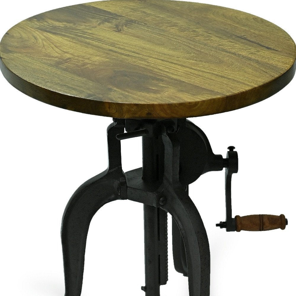 Industrial and Oak Solid Wood Round End Table - 19-inch