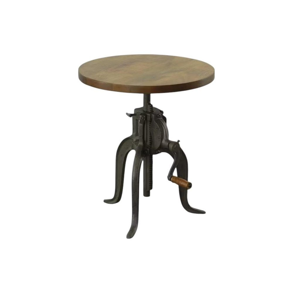Industrial and Oak Solid Wood Round End Table - 19-inch