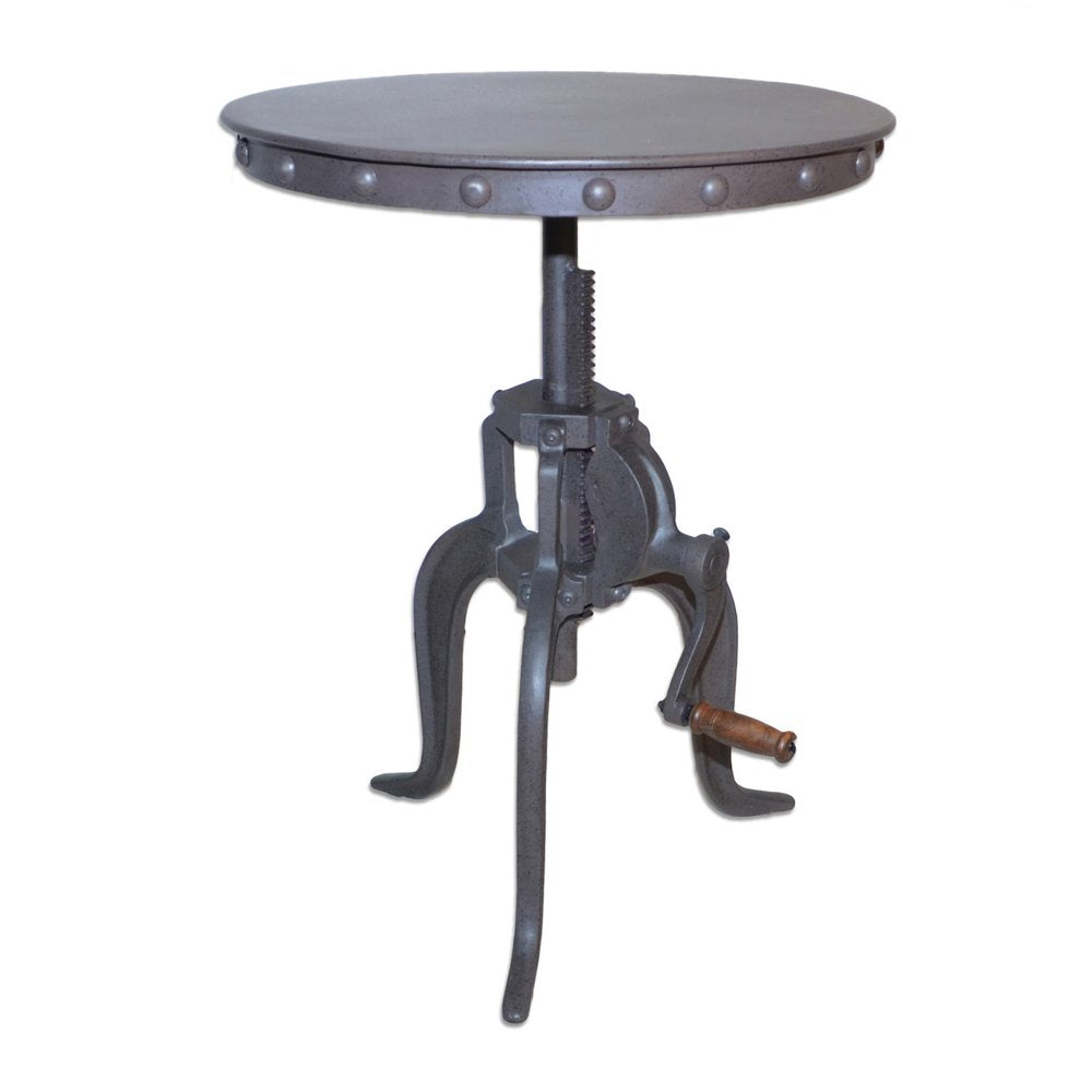Gray Iron Height Adjustable Round End Table - 19-inch