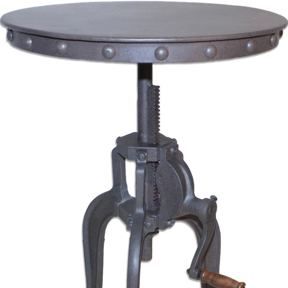 Gray Iron Height Adjustable Round End Table - 19-inch