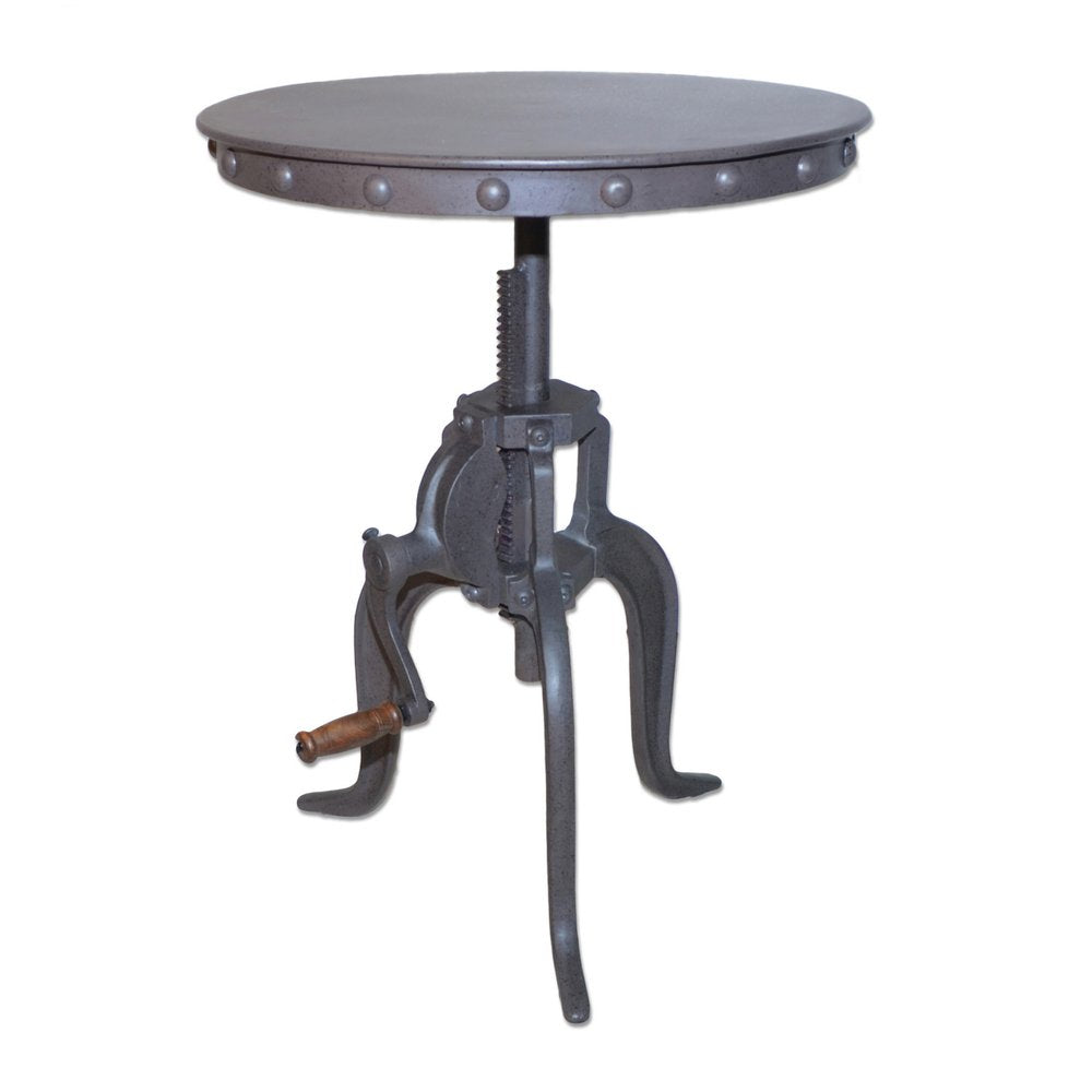 Gray Iron Height Adjustable Round End Table - 19-inch