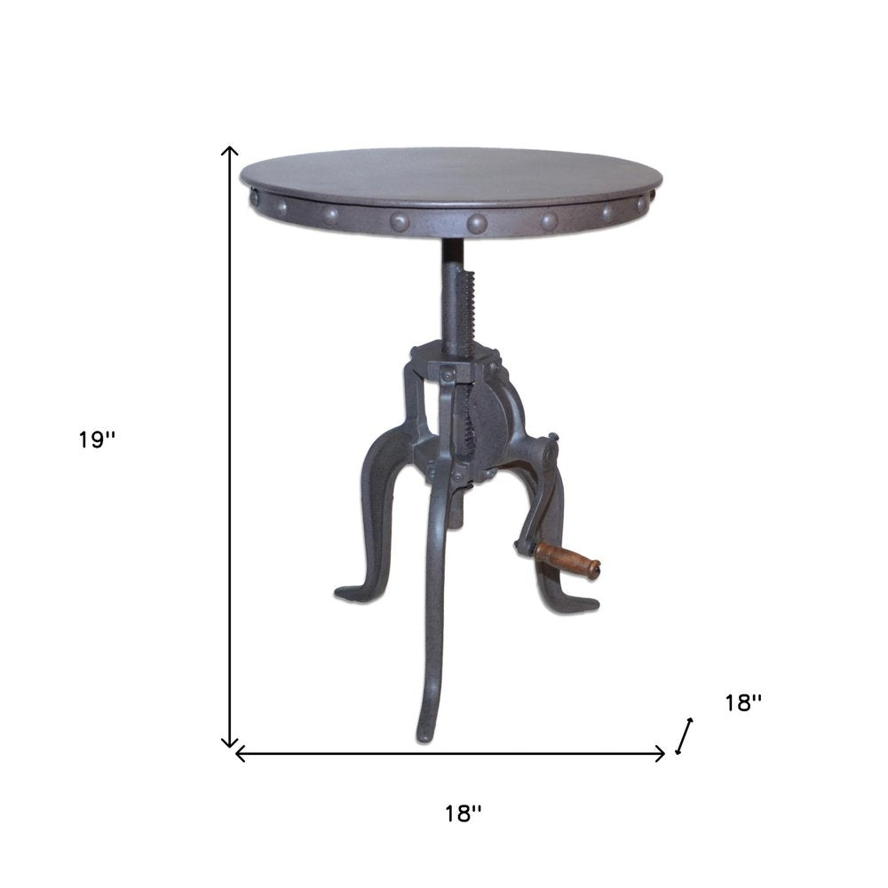 Gray Iron Height Adjustable Round End Table - 19-inch