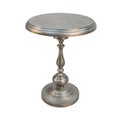 Antique Nickle Metal Round End Table - 24-inch
