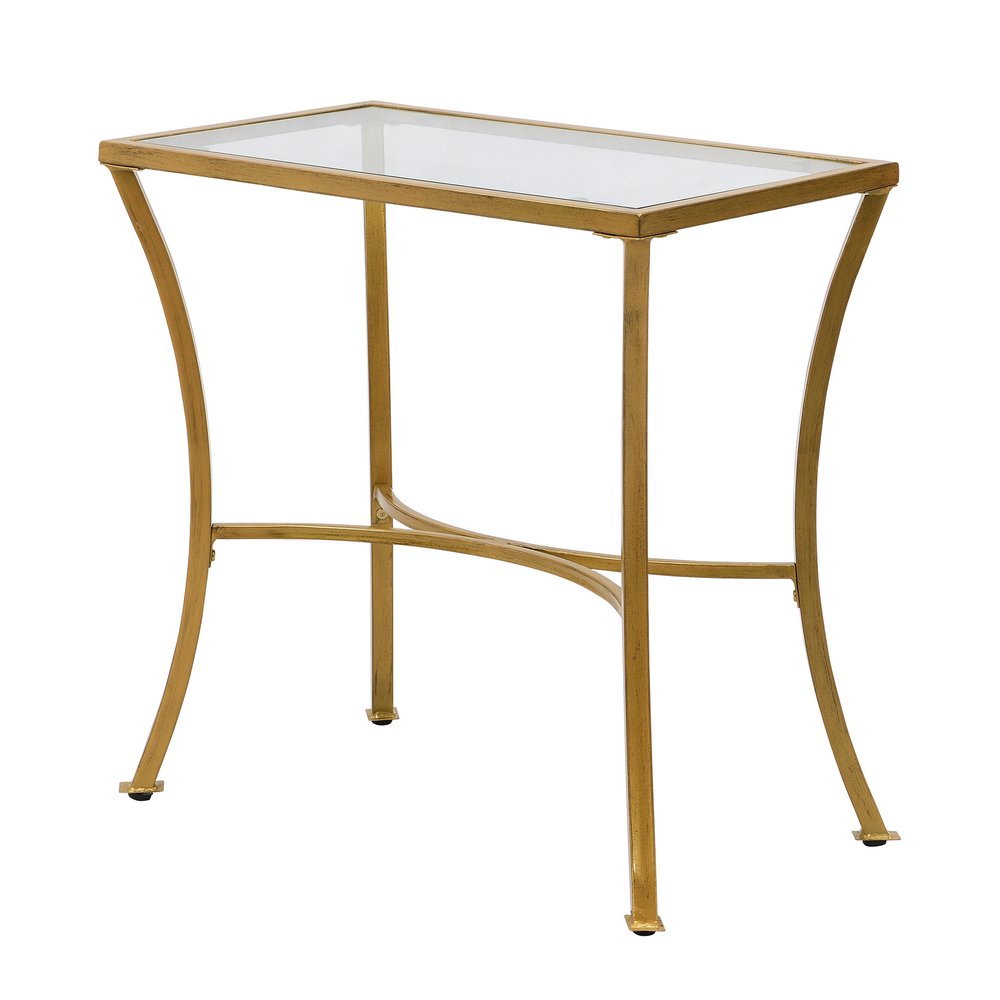 Antique Nickel Metal Round End Table - 24-inch