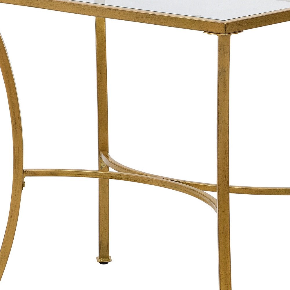 Antique Nickel Metal Round End Table - 24-inch
