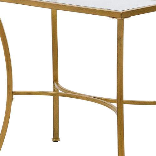 Antique Nickel Metal Round End Table - 24-inch