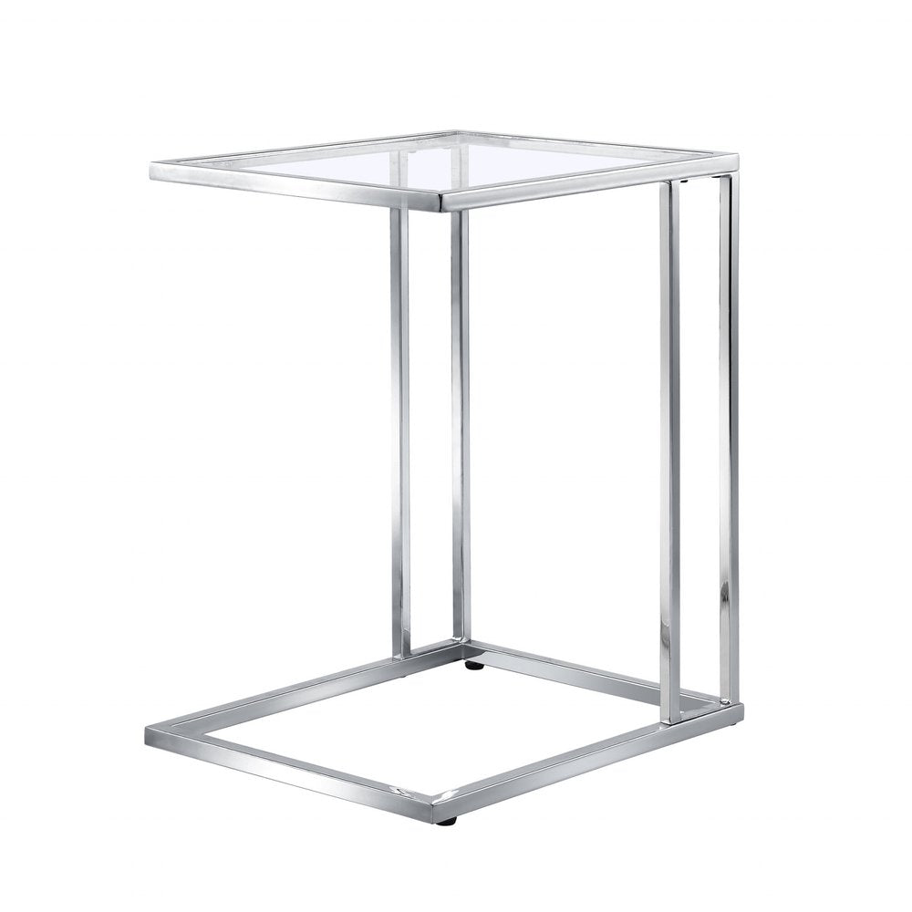 Chrome and Clear Glass Square End Table - 25-inch