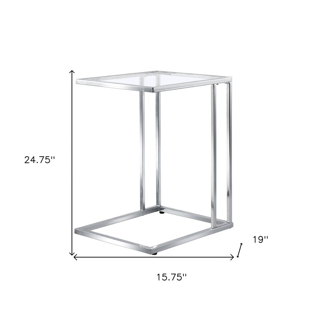 Chrome and Clear Glass Square End Table - 25-inch