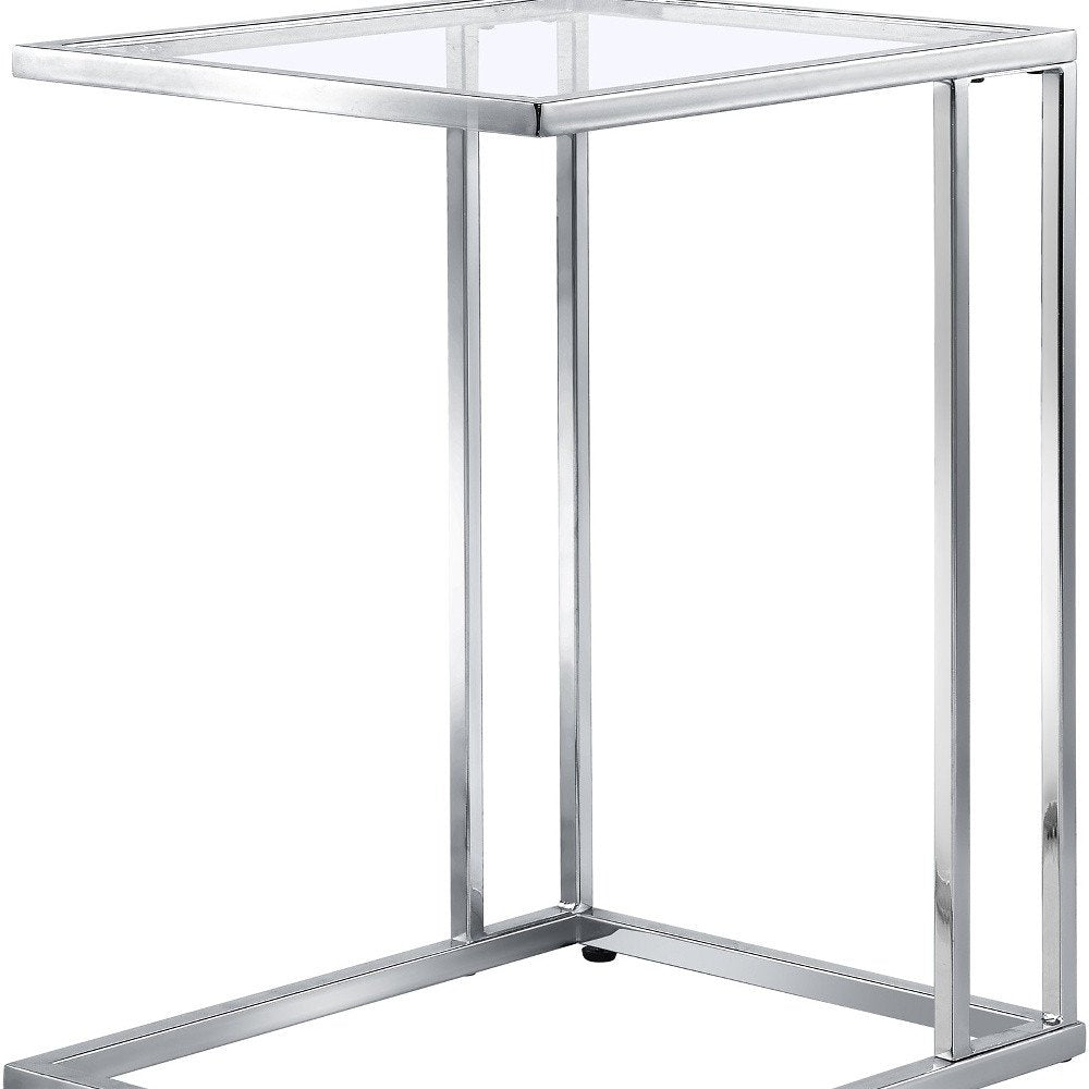 Chrome and Clear Glass Square End Table - 25-inch
