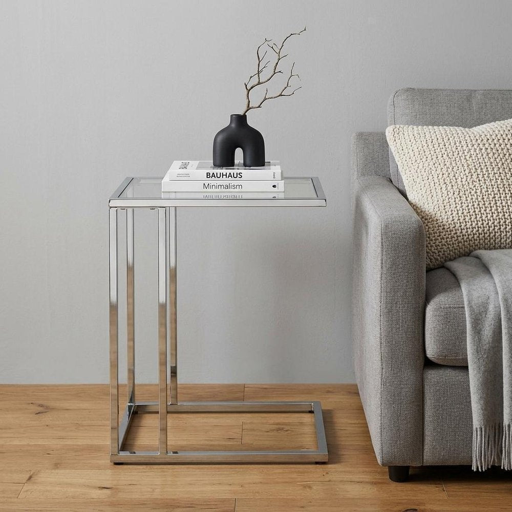 Chrome and Clear Glass Square End Table - 25-inch