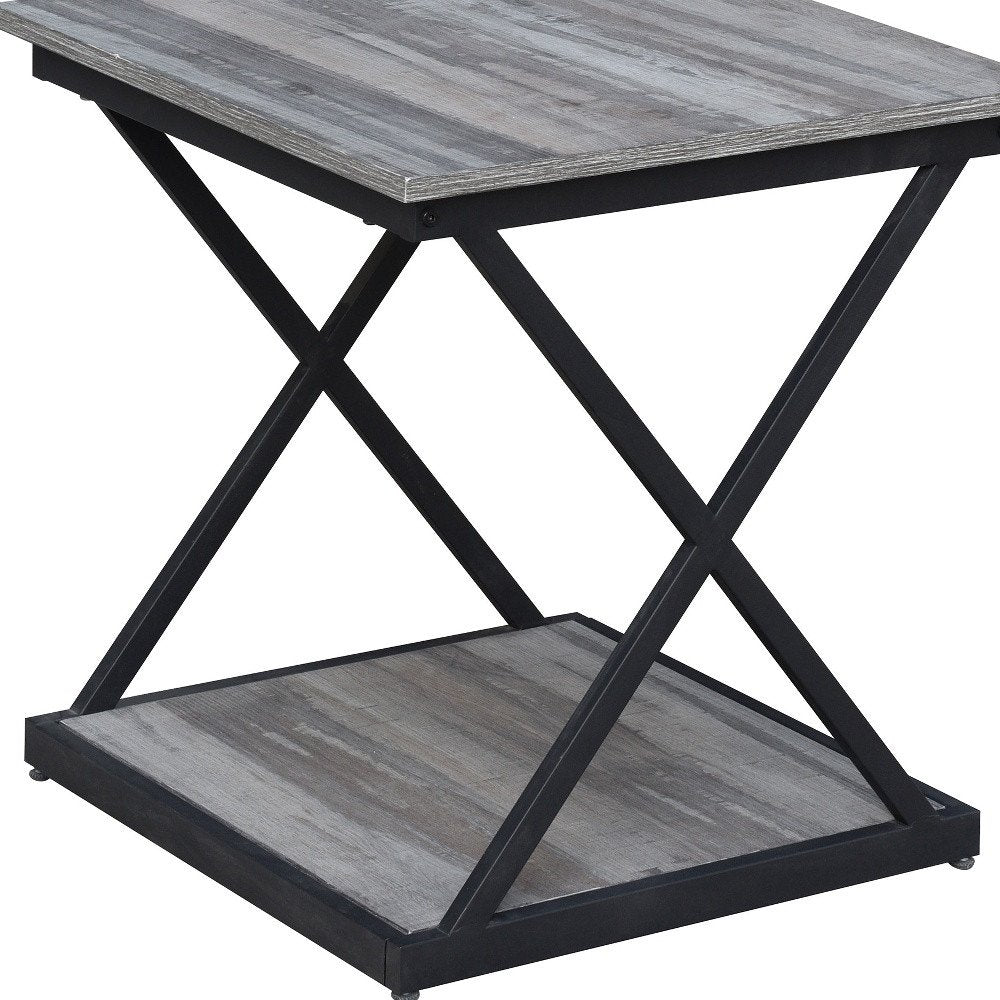 Black and Brown Manufactured Wood Square End Table - 20-inch