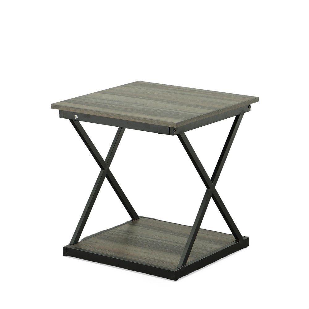 Black and Gray Manufactured Wood Square End Table - 20-inch