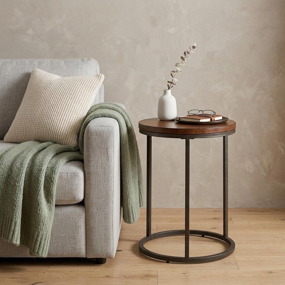 Black and Gray Manufactured Wood Square End Table - 20-inch