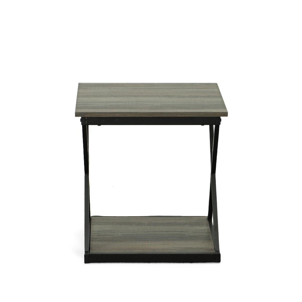 Black and Gray Manufactured Wood Square End Table - 20-inch