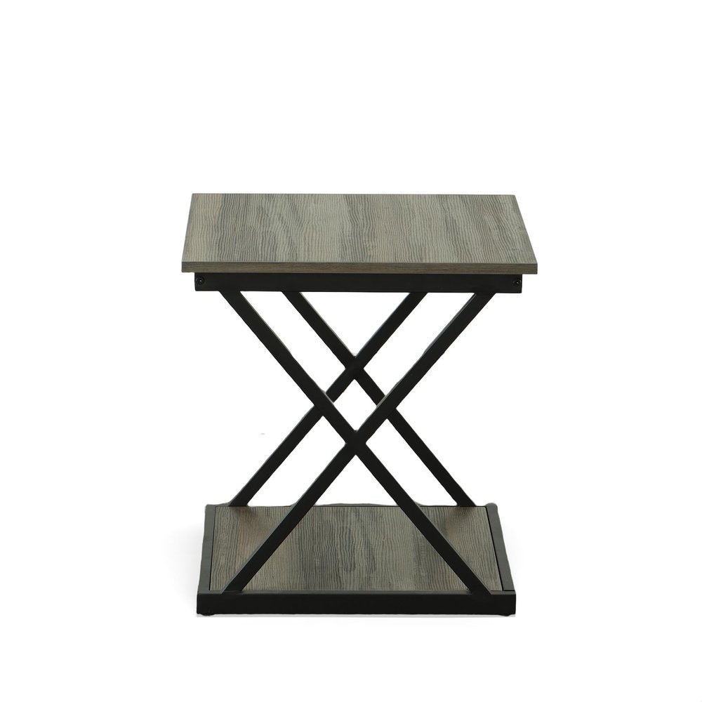Black and Gray Manufactured Wood Square End Table - 20-inch