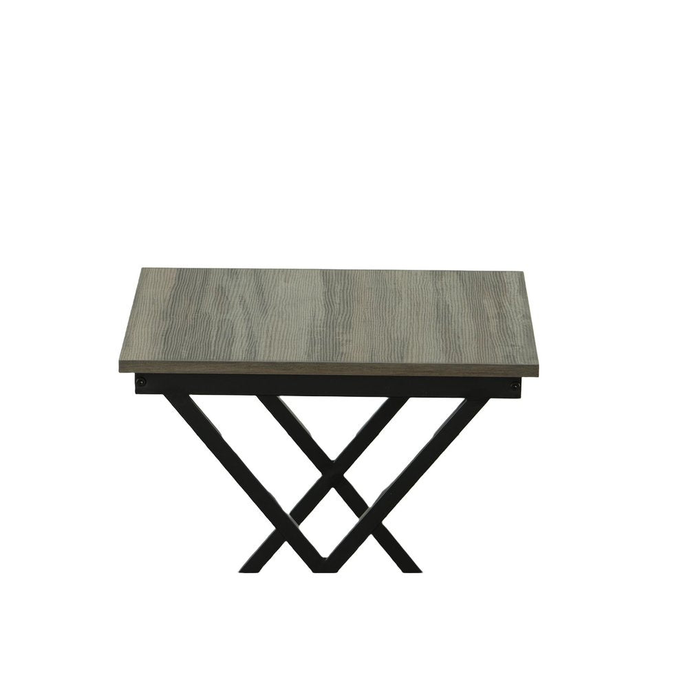 Black and Gray Manufactured Wood Square End Table - 20-inch