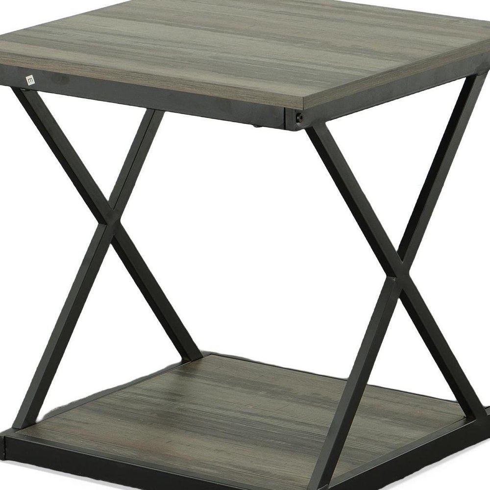 Black and Gray Manufactured Wood Square End Table - 20-inch