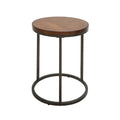 Black and Wood Brown Wood and Iron Round End Table - 24-inch