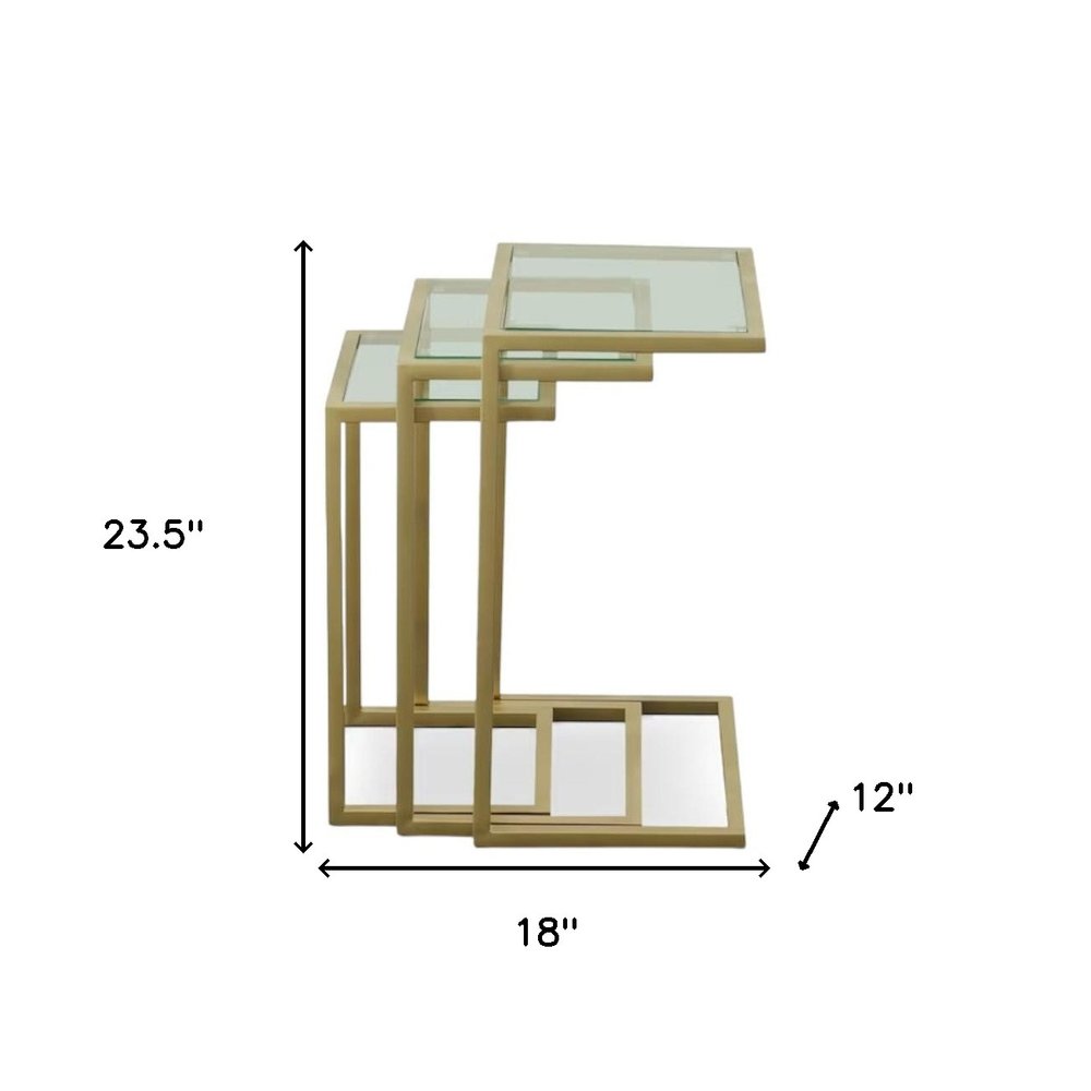 Gold Glass Rectangular End Table - 24-inch