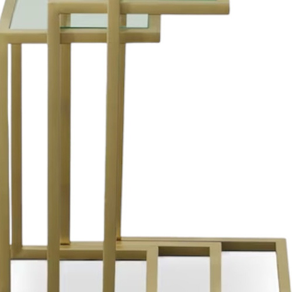 Gold Glass Rectangular End Table - 24-inch