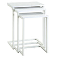Set of Three 24 White Solid Wood and Steel Nested End Tables