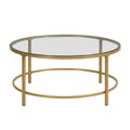 Gold and Clear Glass Round Coffee Table - 36-inch