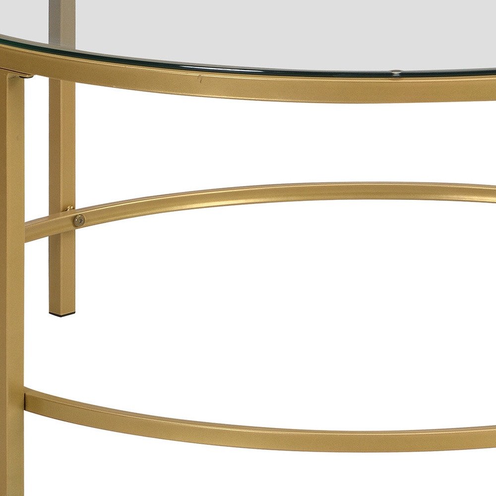 Gold and Clear Glass Round Coffee Table - 36-inch