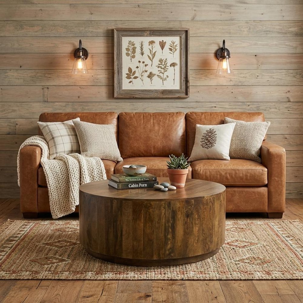 Brown Solid Wood Round Coffee Table - 42-inch