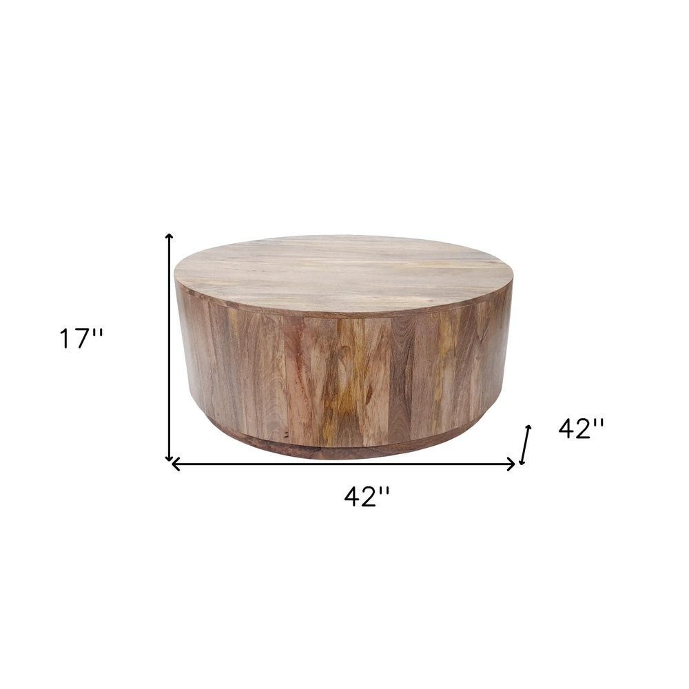 Natural Solid Wood Round Coffee Table - 42-inch