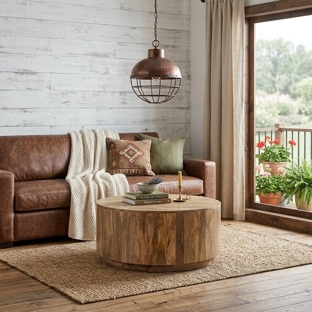 Natural Solid Wood Round Coffee Table - 42-inch