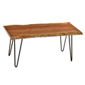 Natural and Black Solid Wood and Iron Coffee Table - 42-inch