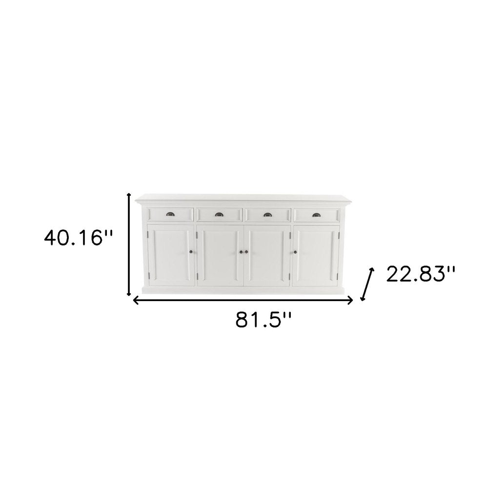 White Solid Wood Buffet Table - 82-inch