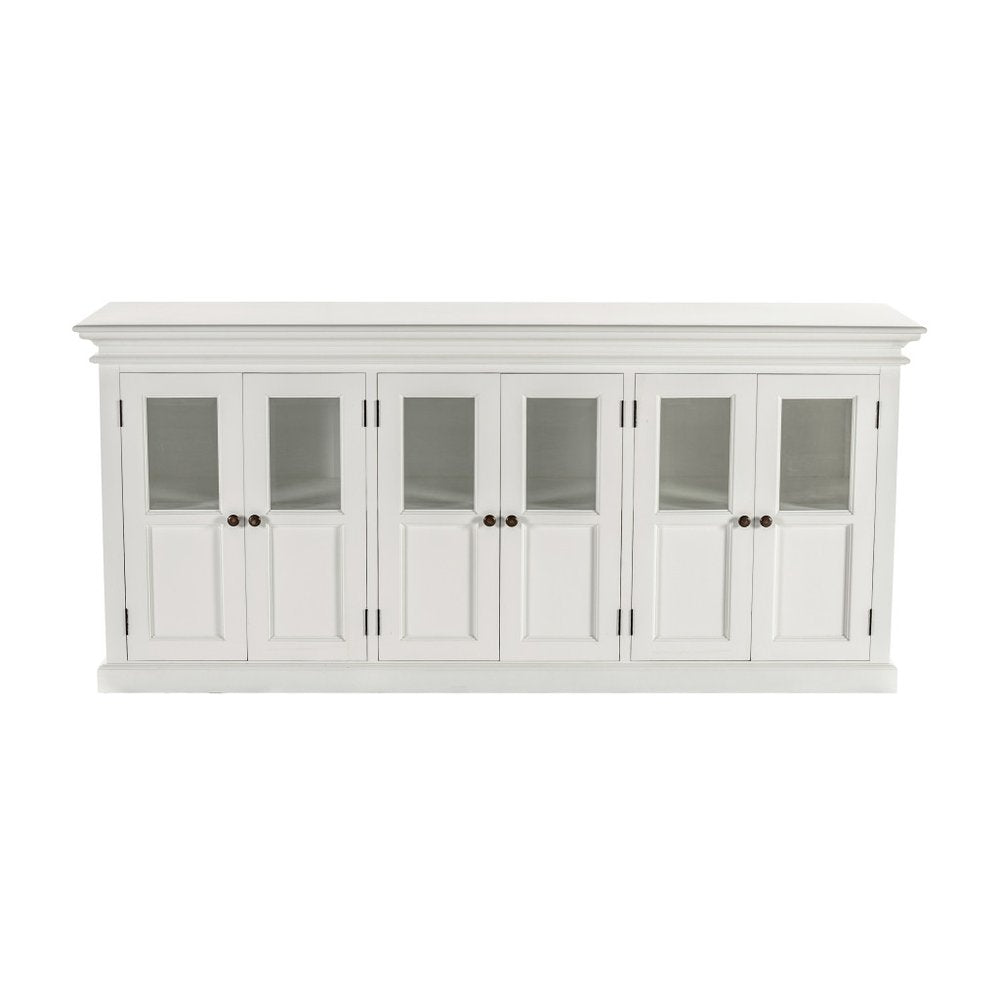 White Solid Wood Buffet Table with Six Doors - 82-inch