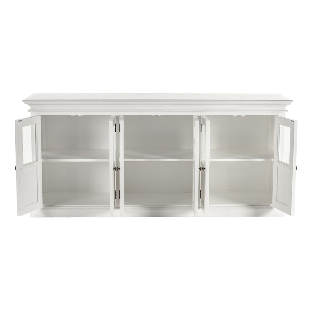White Solid Wood Buffet Table with Six Doors - 82-inch