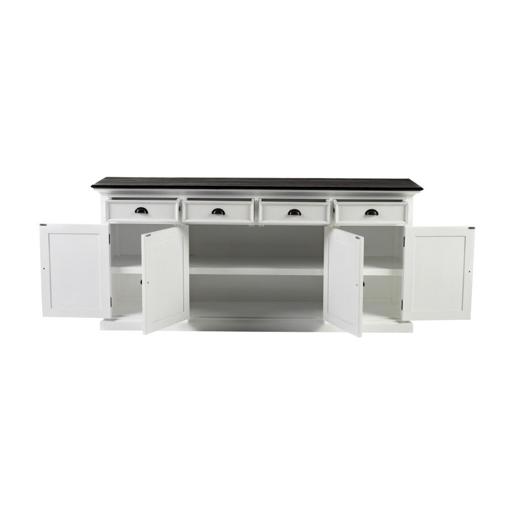 White & Black Solid Wood Buffet Table - 81-inch