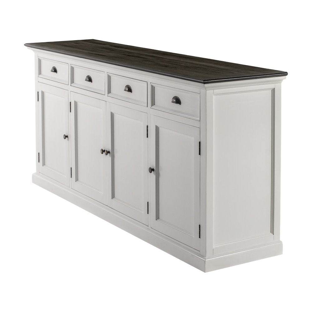 White & Black Solid Wood Buffet Table - 81-inch