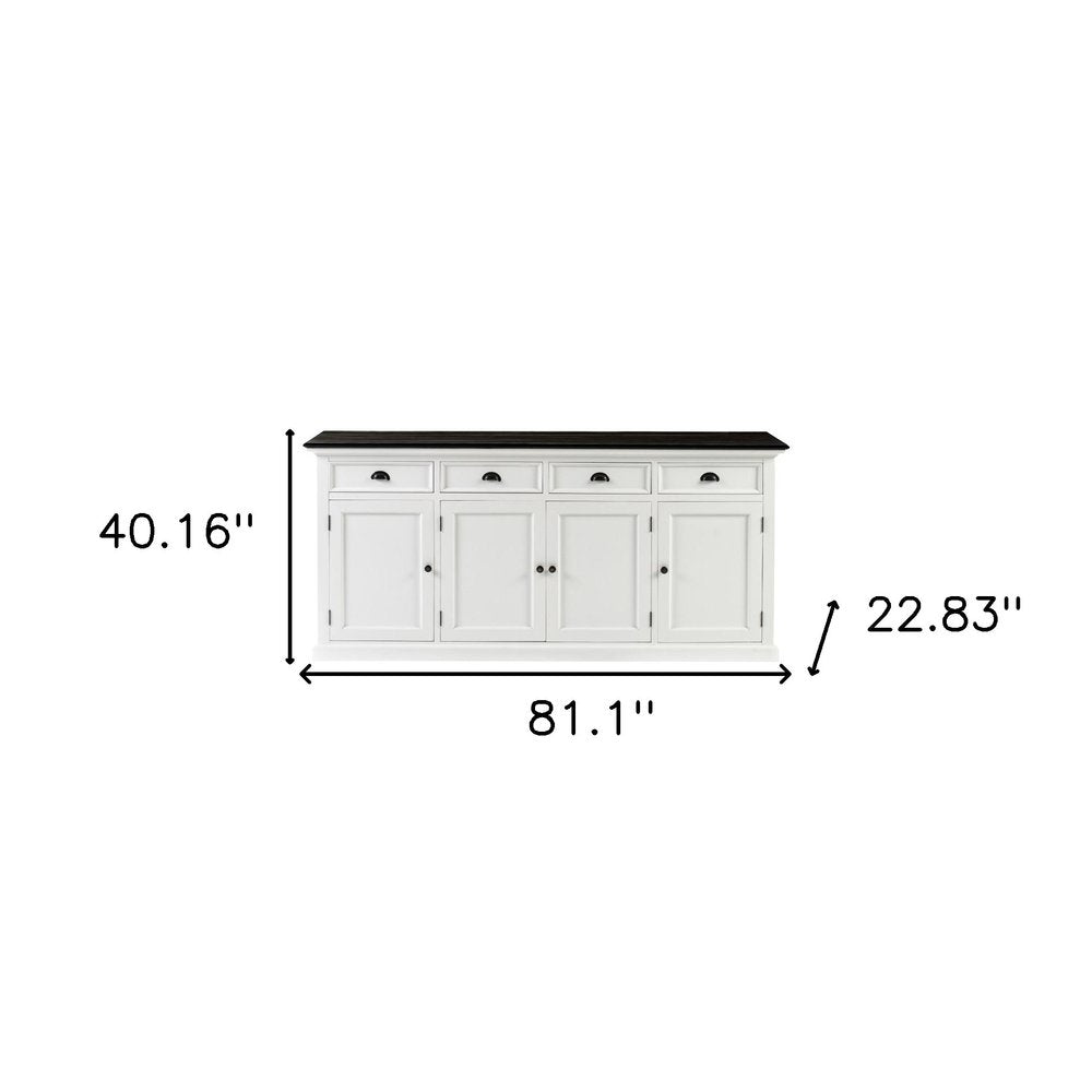 White & Black Solid Wood Buffet Table - 81-inch