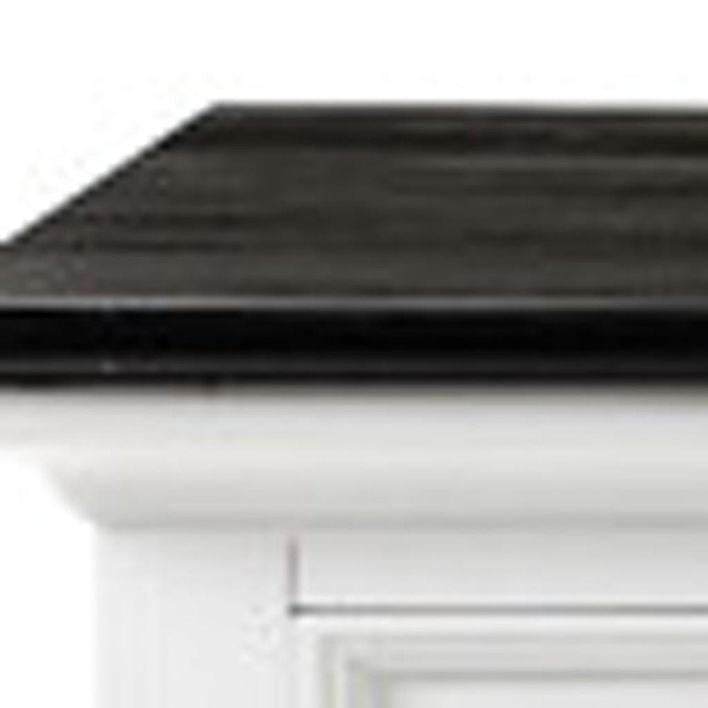 White & Black Solid Wood Buffet Table - 81-inch