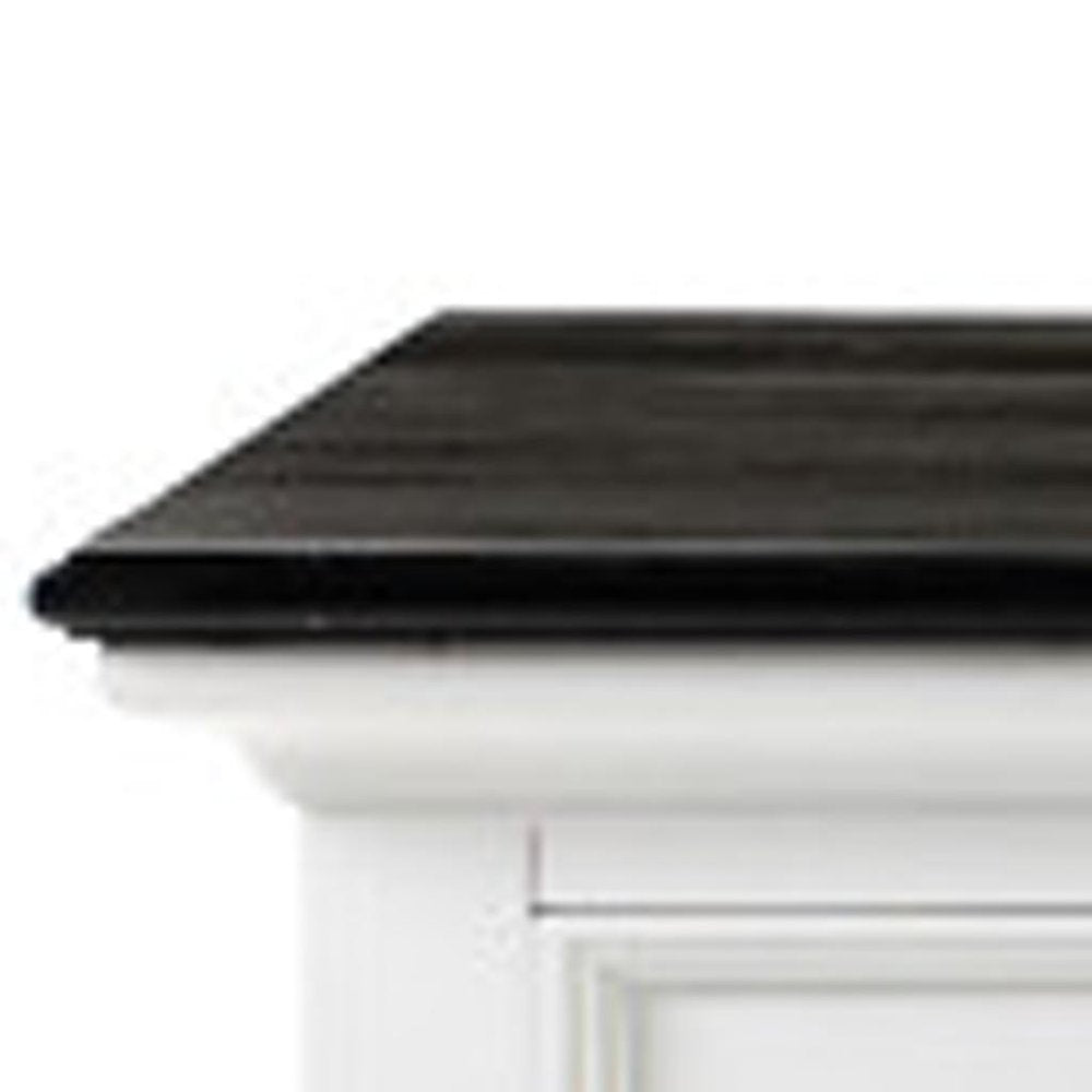 White & Black Solid Wood Buffet Table - 81-inch