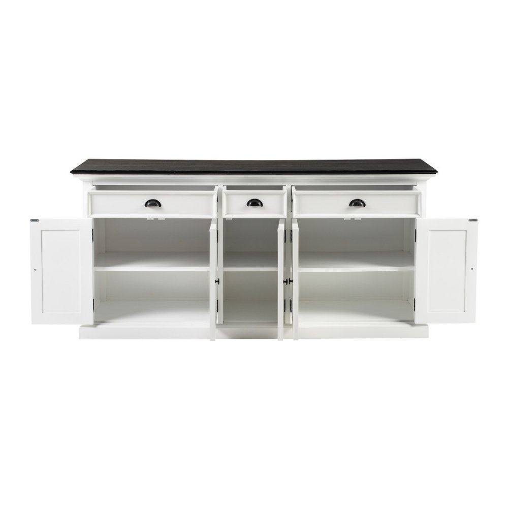 Black and White Solid Wood Buffet Table - 74-inch