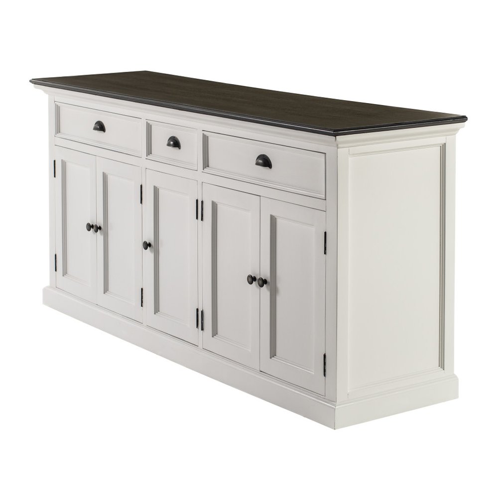 Black and White Solid Wood Buffet Table - 74-inch