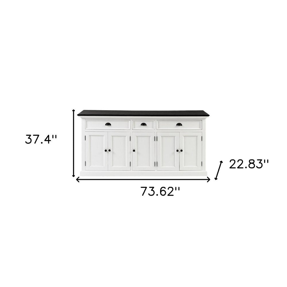 Black and White Solid Wood Buffet Table - 74-inch