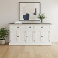 Black and White Solid Wood Buffet Table - 74-inch