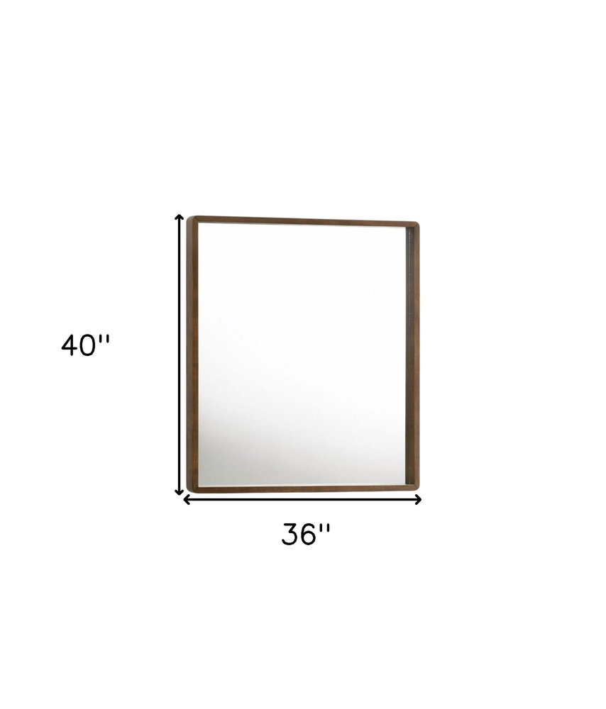 Brown Wood Framed Accent Mirror - 40-inch