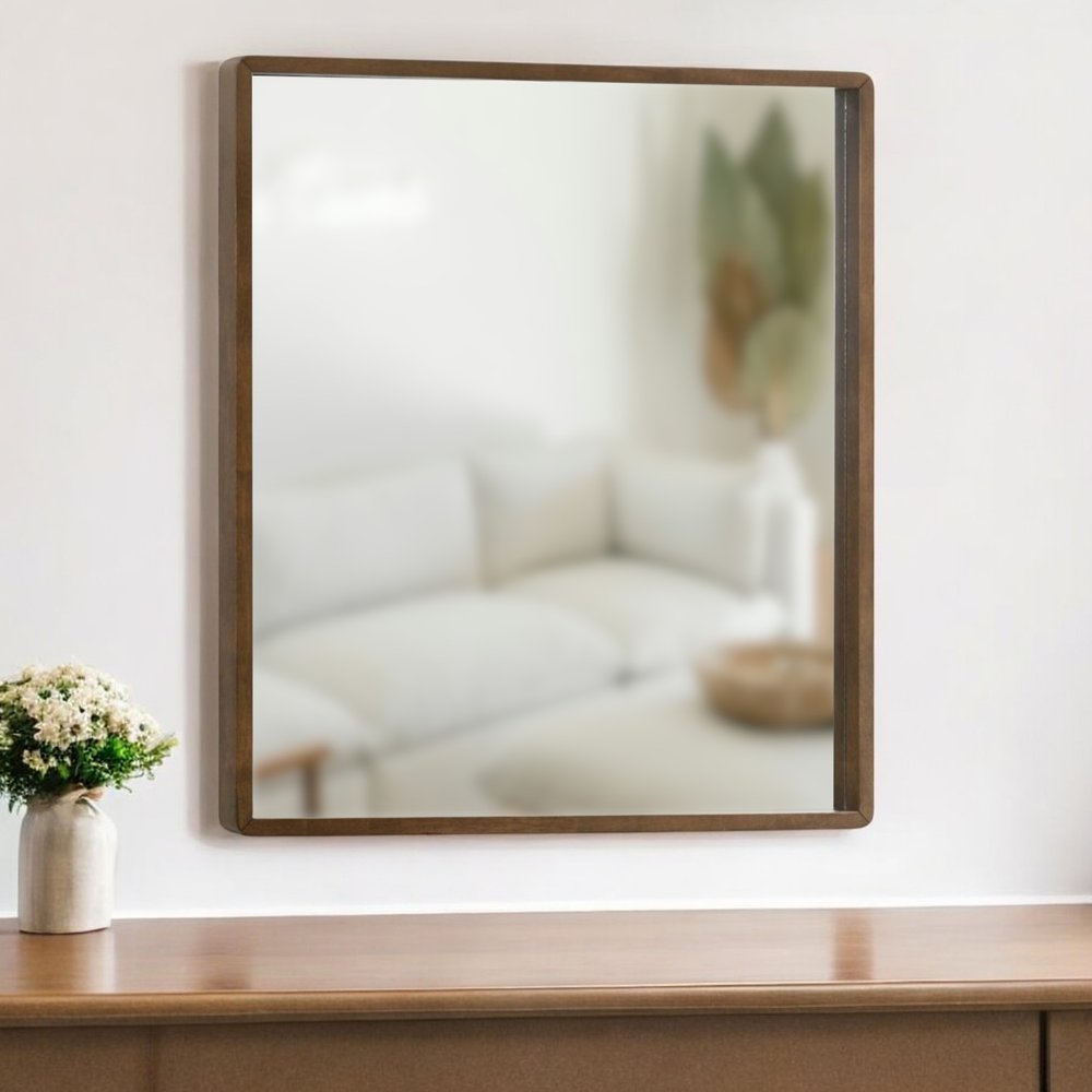 Brown Wood Framed Accent Mirror - 40-inch