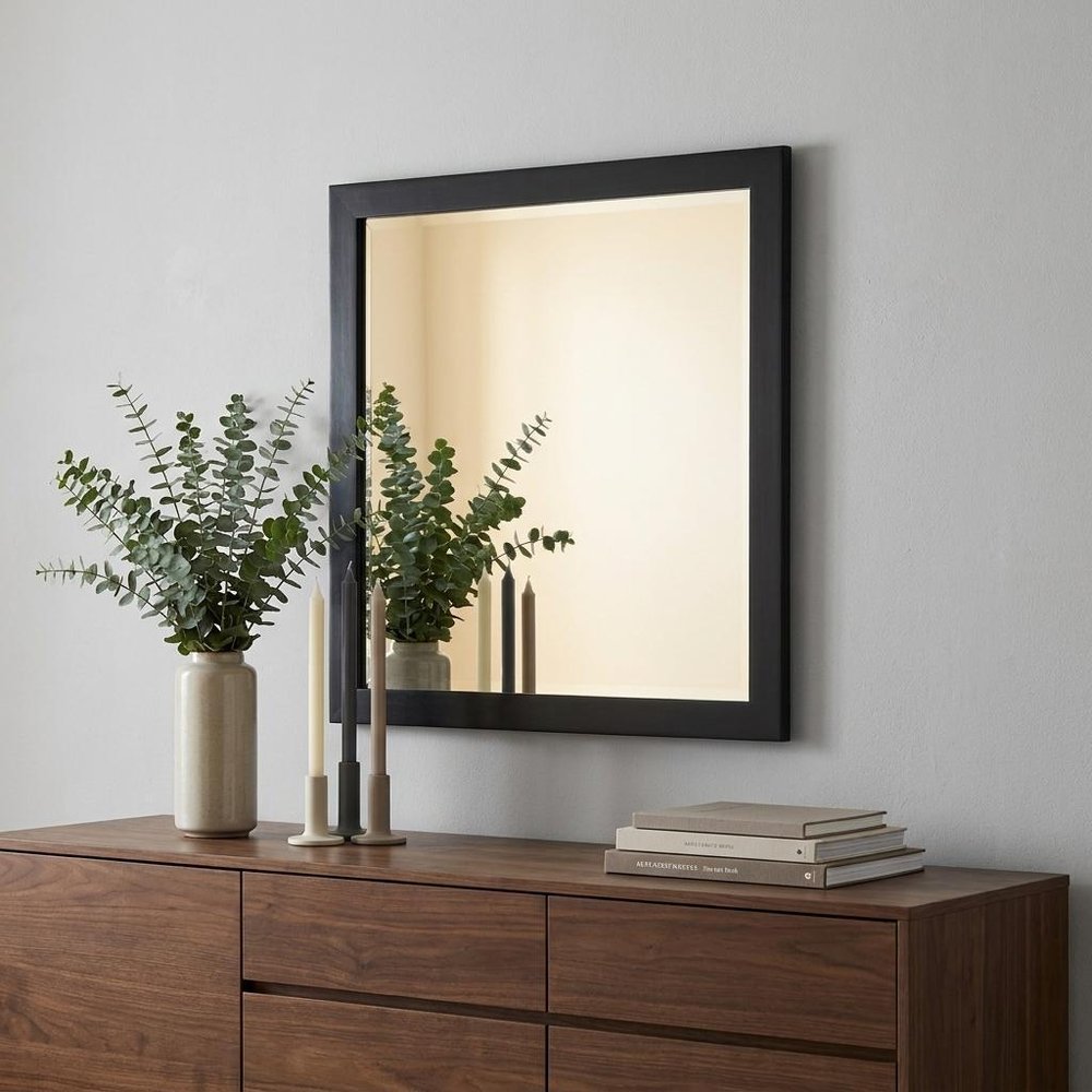 Dark Brown Solid Wood Framed Accent Mirror - 28-inch